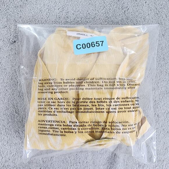 NEW O'Neill Top Womens L Yellow White Sylas Isabella Ikat Crop Viscose Boho - Picture 10 of 10